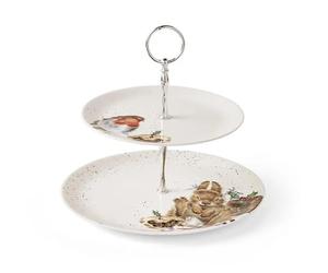 Wrendale Designs Christmas Robin & Rabbit 2 Tiered Cake Stand