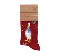 Wrendale Designs 'Christmas Scarves' Red Duck Socks One Size