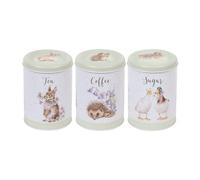 Wrendale Designs Country Tea, Coffee And Sugar Tins - Set Of 3 Airtight Carbon Steel Canisters