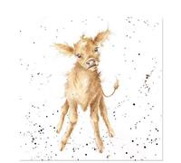 Wrendale Designs Cow Print on White Square Canvas 20 Centimetre Jersey Girl