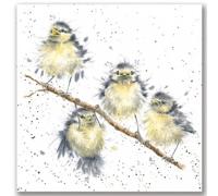 Wrendale Designs (CS073) - Greeting Card - Hanging out with Friends - 4 Birds on a Branch - Cute, Artistic Design