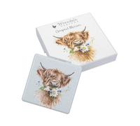 Wrendale Designs 'daisy Coo' Highland Cow Compact Mirror, Square 7 X 7 X 1 Cm