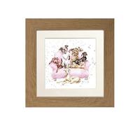 Wrendale Designs Dog Framed Picture in Wood Frame Movie Night (Oak)