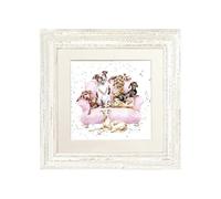 Wrendale Designs Dog Framed Picture in Wood Frame Movie Night (White)