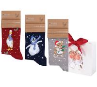 Wrendale Designs Festive Socks Duck Mouse and Penguin Set of 3 Pairs