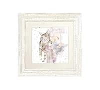 Wrendale Designs Framed Greeting Card Lazy Sunday Cat Picture (White)