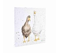Wrendale Designs Goose and Duck Print on White Square Canvas 20 Centimetre Friends Since Egghood