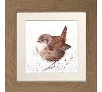 Wrendale Designs " Jenny Wren Bird Framed Picture in Various Frame Colours (White) (Oak)