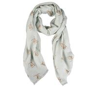 Wrendale Designs Leaping Hares Sage Green Scarf 190 X 70 Cm With Gift Box