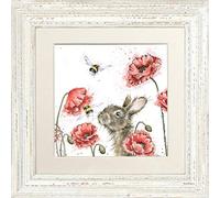Wrendale Designs "Let It Bee" Bee & Poppies Framed Picture in Various Frame Colours (Distressed White)