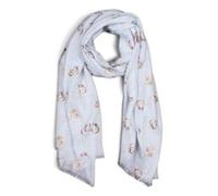 Wrendale Designs 'lettuce Be Friends' Scarf With Gift Bag - 70 X 190 Cm Illustrated Guinea Pig And Hamster Design, Soft Blue.