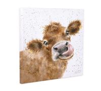 Wrendale Designs Moooo Cow Canvas 20 X 20 Cm Illustrated Poly Cotton Canvas Eco Friendly Inks