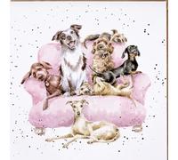 Wrendale Designs "Movie Night Dog Scene Print on White Square Canvas (20cm x 20cm)