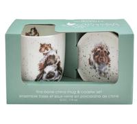 Wrendale Designs Mug and Coaster Piggy in Middle Fine Bone China New Free P&P