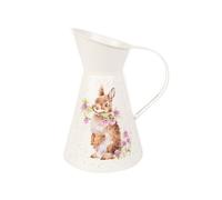 Wrendale Designs Rabbit And Floral Flower Jug - Hannah Dale Rabbit & Clover Illustration, Alloy Steel, 17 X 25 Cm