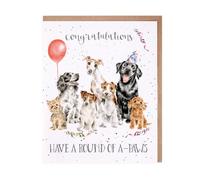 Wrendale Designs - 'Round of a-paws' dog congratulations card