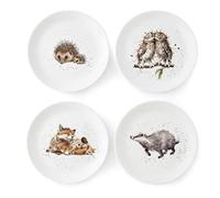 Wrendale Designs Set of 4 Coupe Plates, 21cm (Badger, Hedgehog, Fox & Owl)