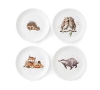 Wrendale Designs Set of 4 Coupe Plates, 21cm (Badger, Hedgehog, Fox & Owl)