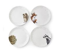 Wrendale Designs Royal Worcester Ceramic Plate in Two Sizes Hedgehog Badger Fox and Owl Set of 4 (26 CM Dinner Plate)