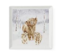 Wrendale Designs Royal Worcester Festive Highland Cow 23cm Square Plate