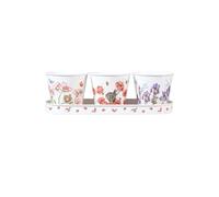 Wrendale Designs Set of 3 Herb Pots with Tray - Floral Wrendale Designs Multicolor