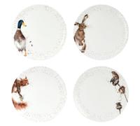 Wrendale Coupe Plate 10.5" - Assorted set of 4, White
