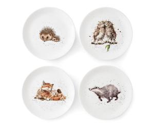 Wrendale Designs Set of 4 Woodland Animals 21cm Coupe Plates