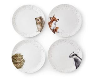 Wrendale Designs Set of 4 Woodland Animals 27cm Coupe Plates