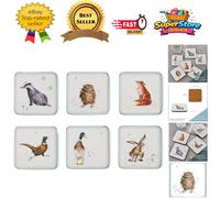 Pimpernel x Wrendale Designs Set of 6 Assorted Coasters - Cork-Backed with Charming Animal Illustrations, Heat Resistant and Stain Protected Table Coasters, Suitable for Everyday Use