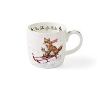 Wrendale Designs Sleigh Ride Mug Fox and Cub on Sleigh Design
