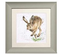 Wrendale Designs" The Bounder" Hare Framed Picture in Various Frame Colours (Sage)