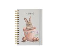 Wrendale Designs The Flower Pot Rabbit Notebook Ring Bound and Elastic Closure