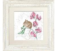 Wrendale Designs "The Pea Thief" Mouse Framed Picture in Various Frame Colours (Distressed White)