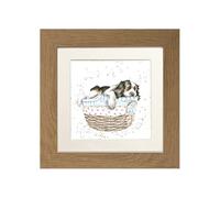 Wrendale Designs "Wash, dry, fold, repeat Dog Framed Picture in Various Frame Colours (Oak)