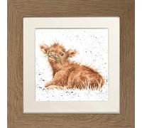 Wrendale Designs"Wee Hamish" Highland Cow Framed Picture in Various Frame Colours (Oak)
