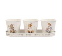Wrendale Herb Pots Tray Woodlanders Rabbit Fox Robin - Wildlife Design Cute Gift