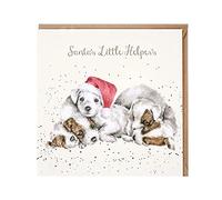 Wrendale Puppies Santas Little Helpers Christmas Card - Dogs Xmas Greeting Card