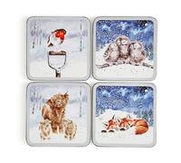 Wrendale Winter Skies Coasters S/4, 10.5cm x 10.5cm