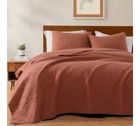WRENSONGE Queen Quilt-3 Pieces Geometric Autumn Leaf Bedspreads Queen Size Quilt Bedding Set for All Seasons,Soft Summer Coverlet with 2 Pillow Shams Suitable for Bed, Couch, Quilted Blanket