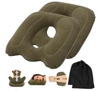 WRENYZK 2 Pcs Inflatable Donut Pillow Hemorrhoid Cushion, Portable Donut Pillow , Adjustable Inflatable Seat Cushion for Tailbone Pain Relief, Postpartum Pregnancy, Sciatica,Bedsores (Gray)