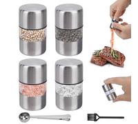 WRENYZK 4pcs Stainless Steel Mini Salt and Pepper Grinder Set Refillable