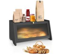 WRENYZK Bread Bin, Black Bread Bins for the Kitchen,Large Breadbin with Back Clear Window Window and Air Vents for Multifunctional Storage, 40x25x20cm