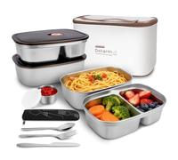 WRENYZK Stainless Steel Lunch Box 2pcs, 1.4L+1.7L Leakproof 2-Compartment Metal Bento Boxs, Lightweight Snack Box/Food Storage Containers with Lunch Bag and Cutlery Set for Adults and Kids Cutlery