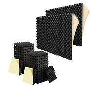 Wresetly 24 Pack Self-Adhesive Pad Sound Proof Foam Panels 1.5X12X12 Inches, for Studio,Home & Office