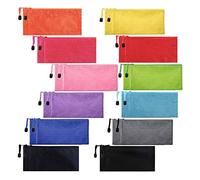 Wresetly 24 Pieces Zip Closure Waterproof File Bag Pencil Case Pen Case for Office Supplies Accessories Cosmetic 12 Colours, colour