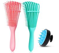 Wresetly 3 Pieces Detangling Brush Set Hair Skin Massage Device Brush Detangler Brush for Hair Detangler for 3A 4C Curly Hair Brush