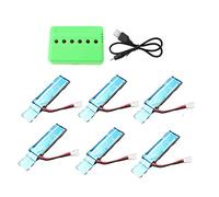 Wresetly 6PC 3.7V 520MAh 30C Upgraded Li-Po Battery with USB Charger for XK K110 K110S V930 V977 RC Helicopter Spare Parts