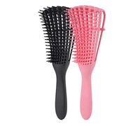 Wresetly Pack of 2 Detangling Busts for America/African Hair Textured 3A 4C Kinky Wavy/Curly/Oil/Hair, Knot Detangler Easy to Clean (Black, Pink)