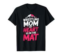 Wrestler Wrestling Mom My Heart is On The Mat T-Shirt