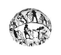 Wrestlers Sports Print Shower Cap with Elastic and Reusable for Long and Short Hair,Double Layers Hair Cap
